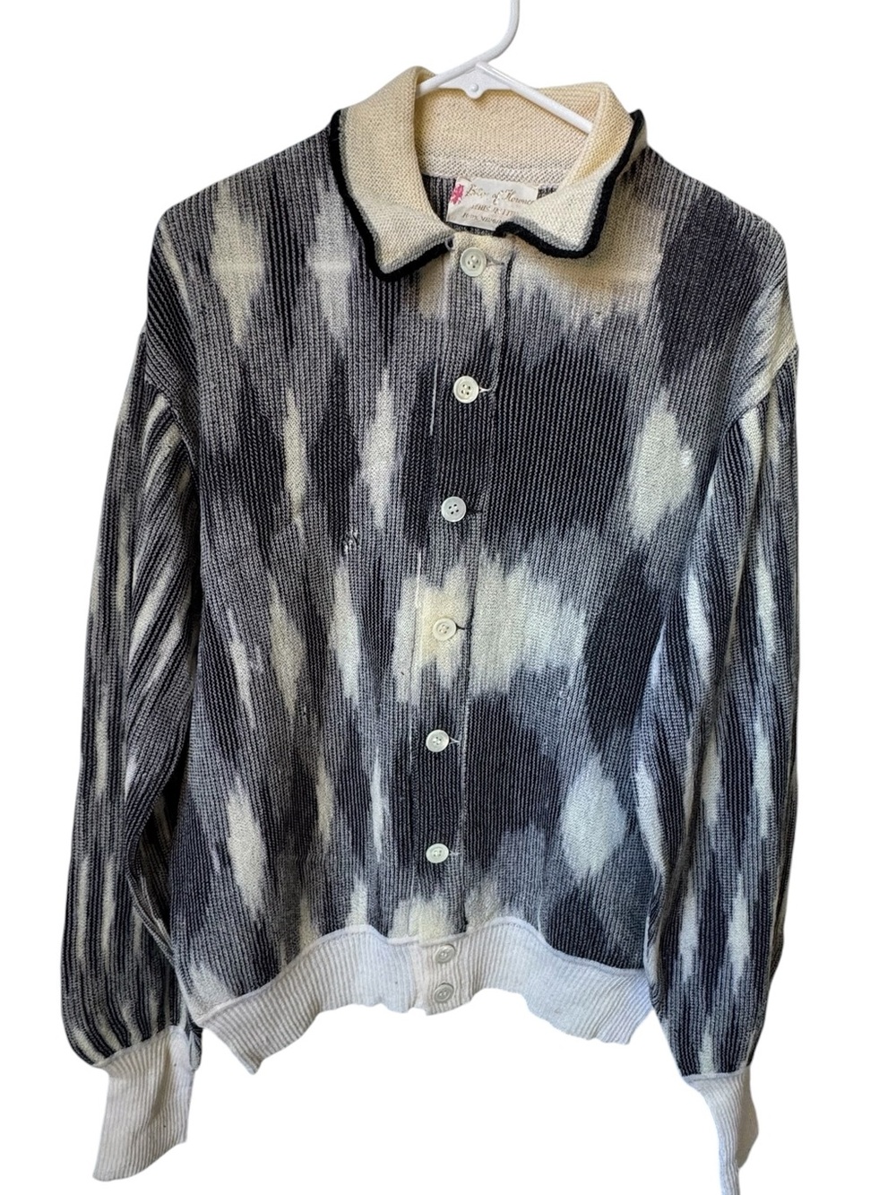 Blye of Florence Italy Wool Vintage Black & Cream Knit Sweater Women’s L 60s